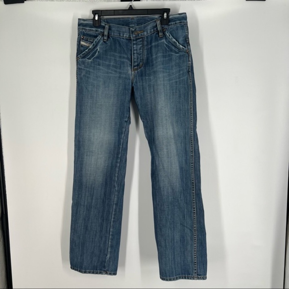 Diesel Industry Medium Wash Mens Blue Jeans  Button Fly